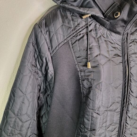 Susan Graver Water Resistant Mixed Media Jacket Black 2x - Picture 4 of 10